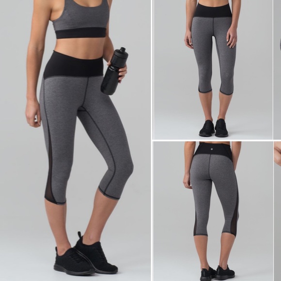 lululemon athletica Pants - NWOT Lululemon Hi-Rise Mesh Train Times Crops Grey